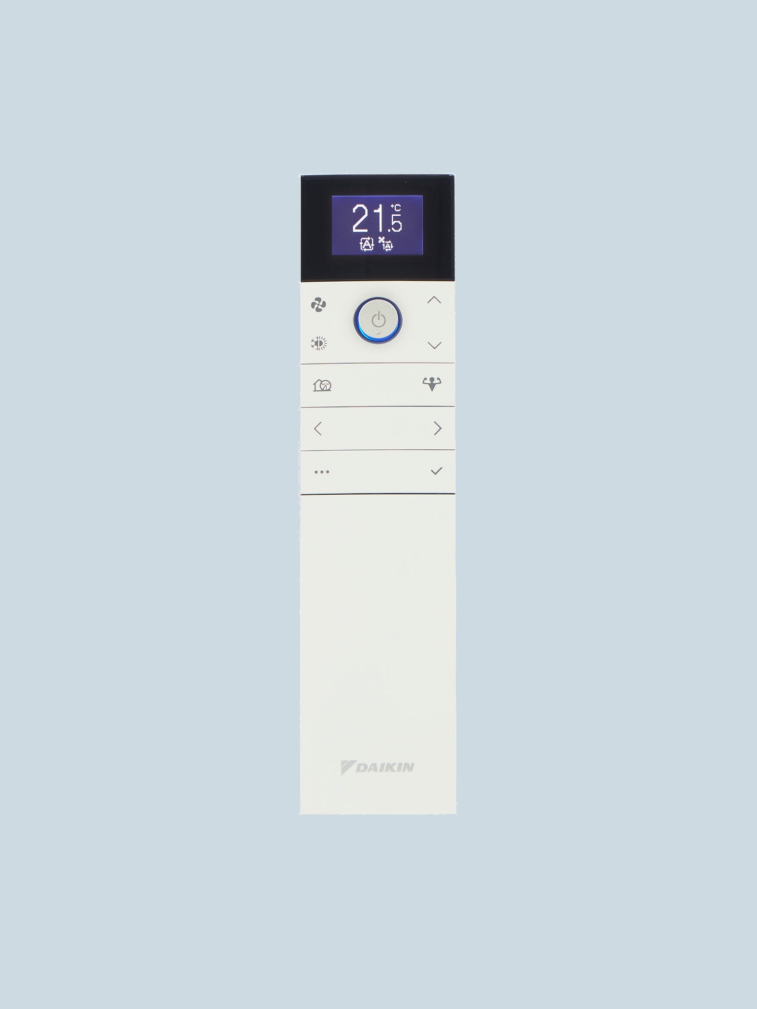 Packshot: afstandsbediening van een Daikin Emura lucht/lucht warmtepomp