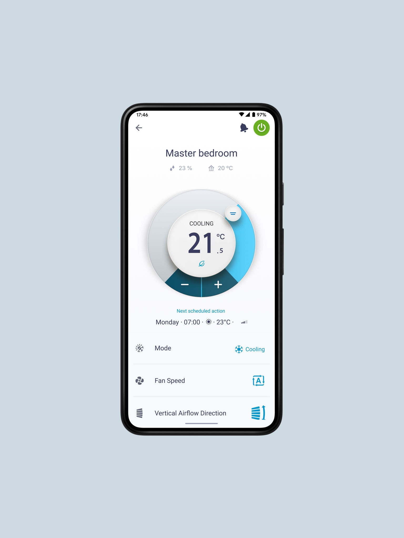 Packshot: De Onecta app wordt op de smartphone weergegeven