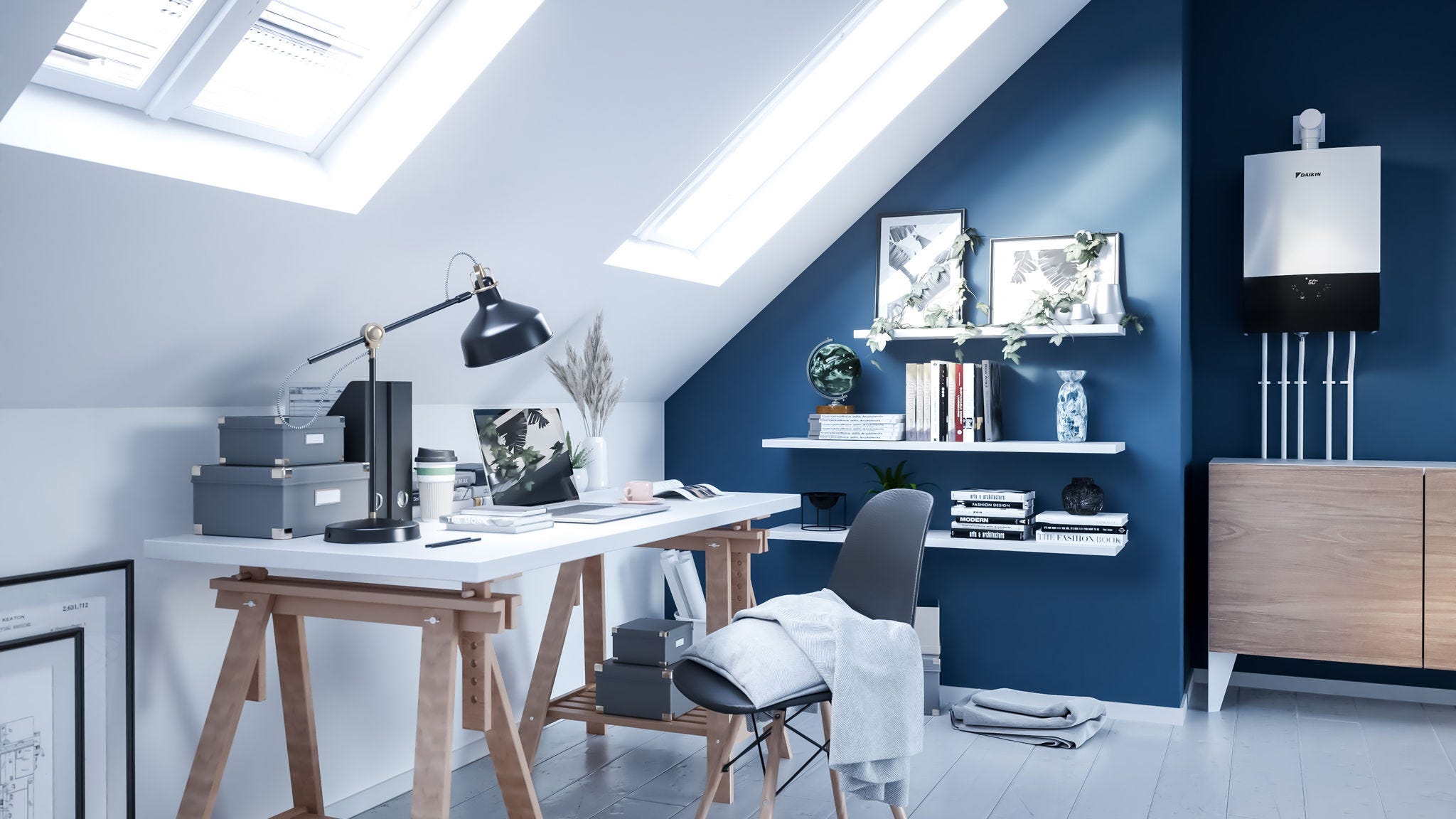 Binnendeel van een hr-ketel in een slaapzaal